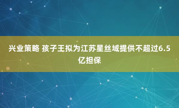 兴业策略 孩子王拟为江苏星丝域提供不超过6.5亿担保